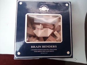 Brain Benders Boxed Set of 4 Different Challenge Wooden Puzzles 3D - Picture 1 of 7