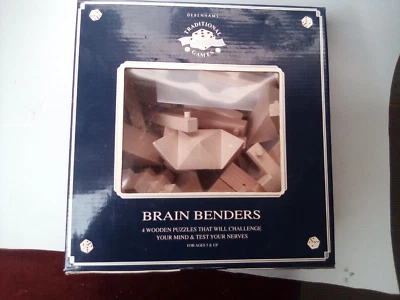 Brain Benders Boxed Set of 4 Different Challenge Wooden Puzzles 3D - Image 1 of 4