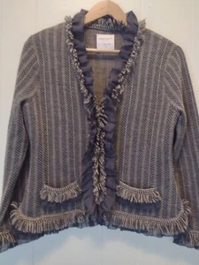 Bryan Bradley 100% Morano Wolle Blazer Jacke Größe M Grau  - Bild 1 von 10