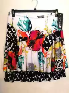 Bali Damen Midi Rock XL Blumen schwarz weiß Pull On Gummibund festlich Boho - Bild 1 von 4