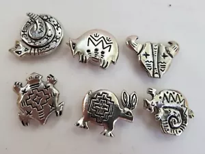 Lot Of 6 Nony New York Button Covers Silver Tone Native American Snake Turtle.. - Picture 1 of 9