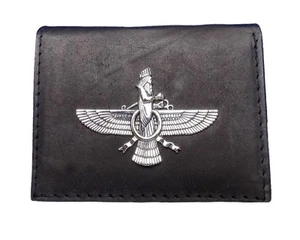 Portafoglio uomo vera pelle Farvahar triplo arte persiana Farohar Persia regalo - Foto 1 di 9