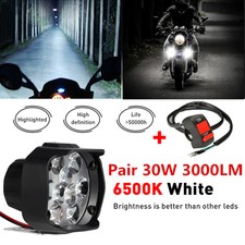 2x Motorcycle Headlight Spot Fog Lights Head Lamp 9 LED Front 15W 1500LM +Switch