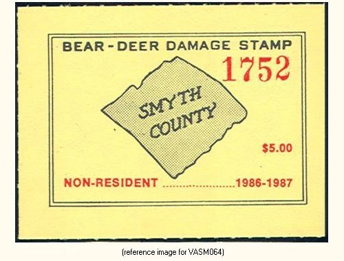 D2K Virginia - Smyth 1986 $5.00 Bear Damage Stamp - Image 1 of 1