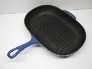 LE CREUSET Ovale Grillpfanne Pfanne Gusseisen Made France # 32 ? Blau Emaille gebraucht - Bild 1 von 12
