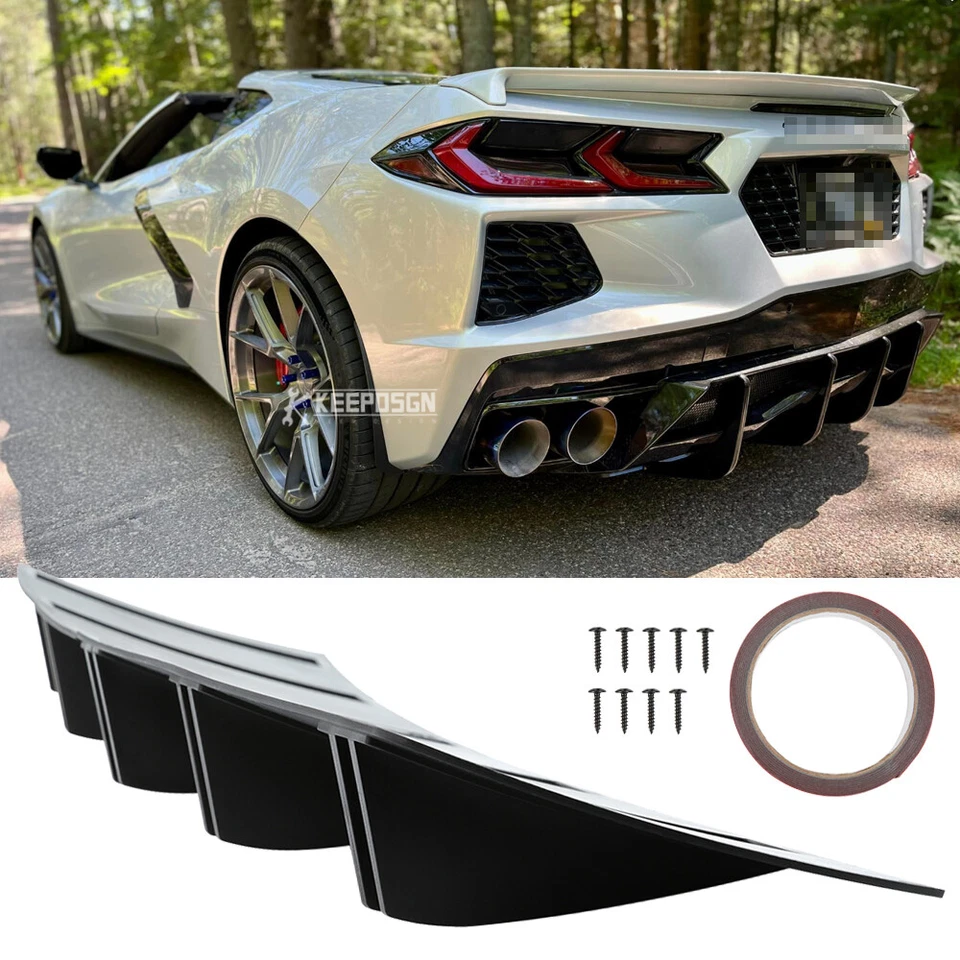 10 aletas parachoques trasero difusor alerón labio para Chevrolet Corvette C7 Z06 2014-2019 Foto 1 de 4