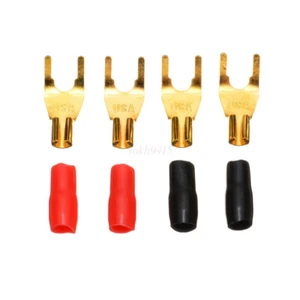 4Pcs Spade Fork Y Type Banana Plug Cable Wire Connector Speaker Audio Terminal - Picture 1 of 6