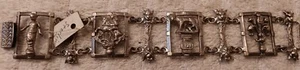 32 g Antique Nouveau Sterling Silver Mythological Bracelet Griffin Mermaid - Picture 1 of 10
