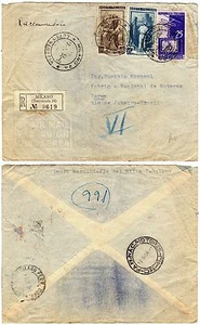 1322 - Repubblica - 3 colori su raccomandata da Milano a Rio de Janeiro, 1954 - Imagen 1 de 1