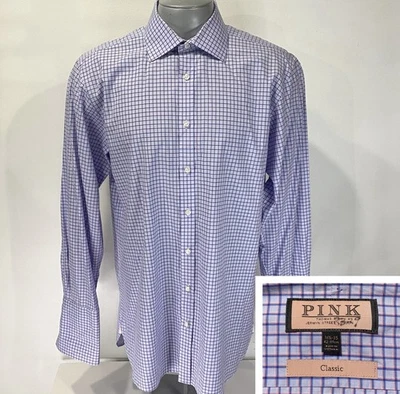 THOMAS PINK French Cuff Shirt 16 1/2 - 35 Long Sleeve Button Up Blue Pink Check - Image 1 of 4