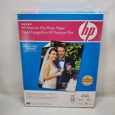 HP Premium Plus Photo Paper 8.5” X 11” High Gloss 50 Sheets #Q1785A Sealed Box - Image 1 of 2