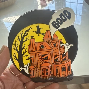 Vintage Halloween Decoration Pumpkin Black Cat Haunted House Witch Retro Holiday - Picture 1 of 4