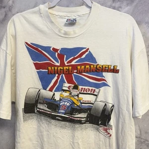 Vintage 90s Nigel Mansell F1 Racing T-Shirt Herren XL weiß British Single Stitch - Bild 1 von 17