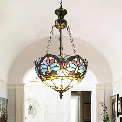 Lámpara colgante de vitral vintage estilo Tiffany accesorio de techo luz colgante Foto 1 de 4