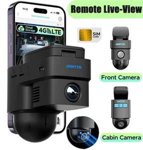 LAMTTO 4G LTE Dual Dash Cam 1080P Front & Inside Remote Live Stream 24/7 Parking - Picture 1 of 7