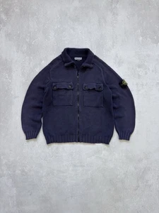 Suéter De Colección Stone Island Años 90 Tejido Bolsillo Azul Marino Desteñido Lavado Talla L - Imagen 1 de 21