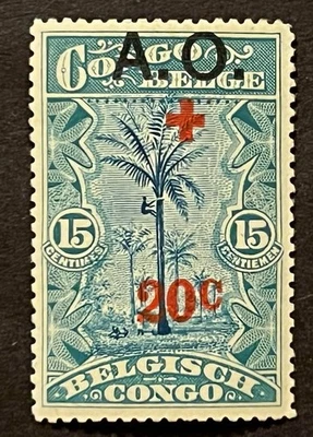 Travelstamps: Belgian Congo Occupation A.O. OP Stamps Sc #NB3 20c/15c MOGH - Image 1 of 4