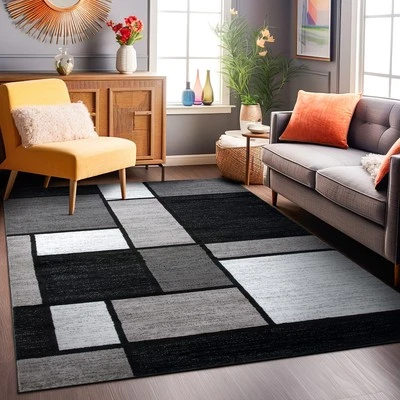 Rugshop Area Rug Contemporary Modern Boxed Color Block Rugs for Living Room 8X10 - Image 1 of 4