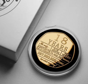 18th Birthday 24ct Gold Commemorative Coin & Gift Box. Present/Son/Daughter. 18 - Picture 1 of 15
