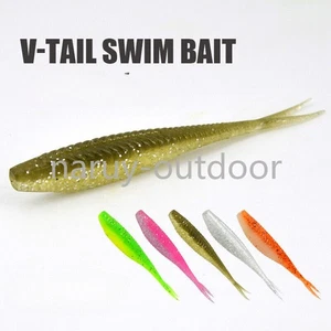 40PCS Freshwater 5 Color Soft Plastic Jerkbait Worm Swimbait Bass 5/6/7cm Shad - Picture 1 of 12