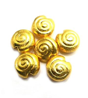 20 PCS 10X5MM SHELL SPACER  BRUSHED BEAD 18K GOLD PLATED  797 UFL-484 - Image 1 of 3