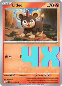 4X Juego de Cartas Coleccionables Pokémon Litleo 023/132 S&V Mega Evolución Regular Inglés 2025 Casi Nuevo - Imagen 1 de 1