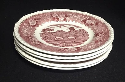 5x Kuchenteller / Frühstücksteller ⌀20,5cm - English Scenic - Adams - Rot - Bild 1 von 3