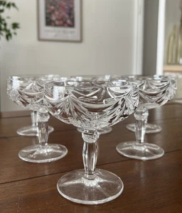 6 pieces Katharinenhütte "Burg Lindau" champagne bowls champagne glasses lead crystal 24%. - Picture 1 of 6