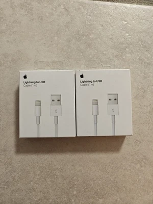 Apple Lighting to USB Cable (1m) 2 x NEW IN SEALED BOX - Image 1 of 3
