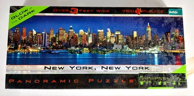 New York, NY Panoramic Puzzle Glows in Dark 750 Pieces  3 Feet Buffalo Games NEW - Image 1 of 4