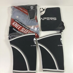 Gymreapers Knee Sleeves (1 Pair) With Gym Bag Fitness Weightlifting Black Large - Picture 1 of 5