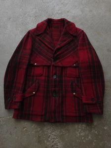 Vintage 1940s Soo Woolen Mills Buffalo Plaid Double Mackinaw Hunting Jacket M - Picture 1 of 14