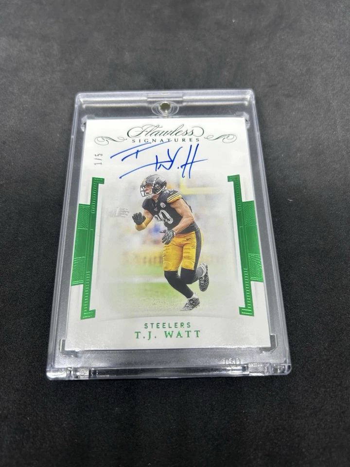 T.J. Watt 2019 Panini Flawless Signatures Auto /5 On Card Short Print! Rare - Image 1 of 2