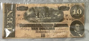 1864 Ten ($10) Dollar Bill CSA Note Confederate States of America Richmond 38611 - Picture 1 of 2