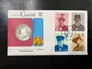 1974 W. Churchill Centenary .999 Silver Proof Coin Round Stamps in OGP SEALED - Bild 1 von 4