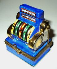 LIMOGES FRANCE BOX~ ANTIQUE SLOT MACHINE ~LAS VEGAS ONE-ARMED BANDIT~ PEINT MAIN