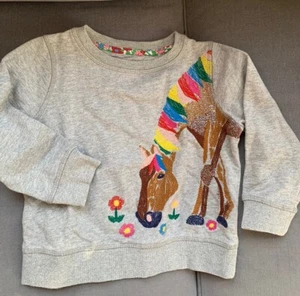 Mini Boden EUC Superstitch Sweatshirt Marl Horse Sweatshirt Sz 2-3 - Picture 1 of 2