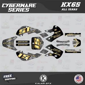 Graphics Kit for Kawasaki KX65 (1999-2024) KX 65 Cyberware - GOLD - Picture 1 of 4