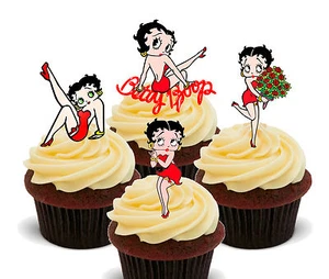 Betty Boop Red - Edible Cup Cake Toppers, Standup Fairy Decorations Female Girl - Picture 1 of 4