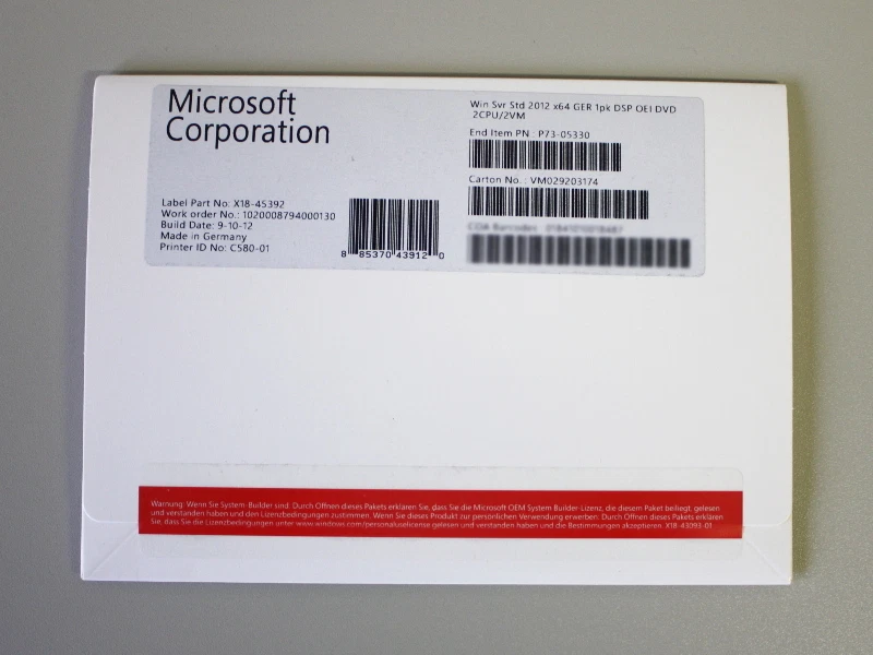 Windows 2012 Server Standard Edition SB,(für bis zu 2 CPUs) - neu, SKU:P73-05328 - Bild 1 von 1