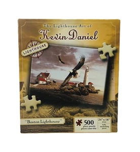Boston Lighthouse Jigsaw Puzzle 500 Piece Lighthouse Art of Kevin Daniel 24x18 - Picture 1 of 5