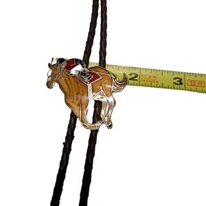 MAFCO Bolo Neck Tie Necktie Jockey Race Horse Brown Braided Silver-Tone Tips VTG - Picture 1 of 8