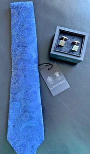 Corbata de seda Austin Reed - azul con patrón de lunares blancos - Imagen 1 de 10