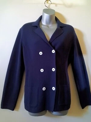 ADRIENNE VITTADINI WOMENS BLUE KNIT SWEATER JACKET BLAZER  DOUBLE BREASTED MED  Foto 1 de 4