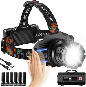 Rechargeable Headlamp 990,000 LM, Motion Sensor LED Head Lamp with 9 Modes, Zoom - Picture 1 of 8