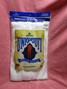 Tall Men's Indera Mills Medium White Cotton Union Suit One Piece Long Underwear - Picture 1 of 5