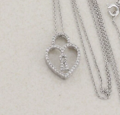 Colgante de oro blanco de 10 k con llave de diamante de 0,25 quilates cadena de oro blanco de 14 k de 14"-20" Foto 1 de 4