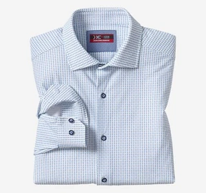 Camisa Tejida Estampado Manga Larga Johnston & Murphy XC4 Para Hombre Blanca/Azul Diamante-NUEVA CON ETIQUETAS - Imagen 1 de 1