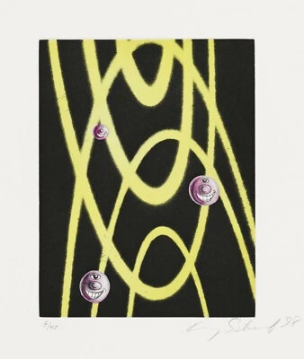 Kenny Scharf 'Orbiting', 1998 FIRMADO Edición Limitada Grabado Aguatinta 15.5" x 13" *NUEVO* Foto 1 de 4