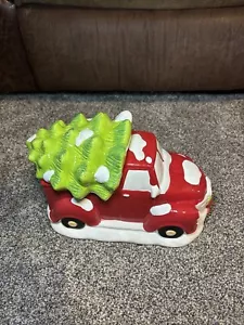 Neu Rot Pick Up Truck Keramik 2 Stück Keksdose Weihnachtsbaum - Bild 1 von 2